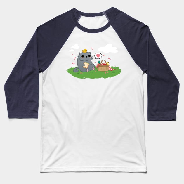 Kawaii Picnic Baseball T-Shirt by omai